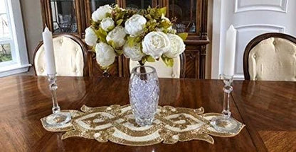 Lightnpro Infinity Beaded Table Runner 13x36 Inch Gold Ivory - Image 8