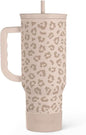 SANDJEST Leopard Tumbler with Handle, Insulated Cup Stainless Steel Travel Mug by SANDJEST
