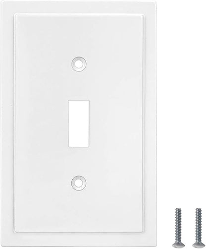 Henne Bery Modern Edge Decorative Wall Plate Switch Plate Outlet Cover, Durable Solid Zinc Alloy (Single Toggle 3PK, White)