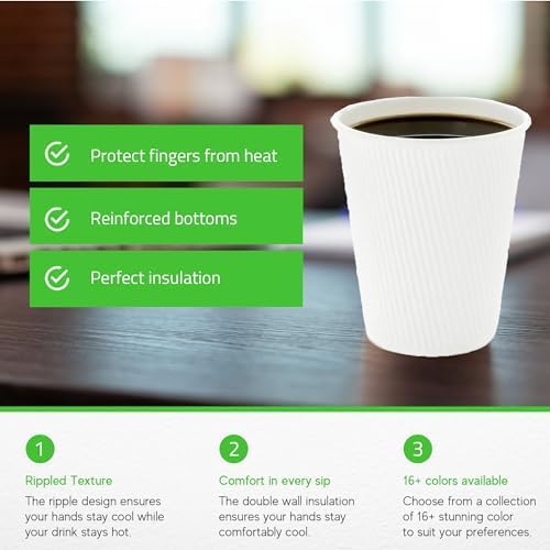 Restaurantware-12 Ounce Disposable Coffee Cups, 500 Double Wall Hot Cups - Image 3