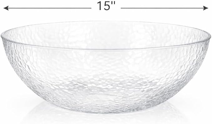Lillian Collection Stunning Clear Plastic Round Hammered Bowl - Image 3