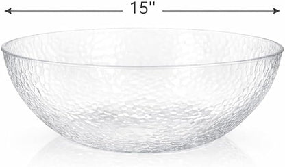 Lillian Collection Stunning Clear Plastic Round Hammered Bowl - Image 3