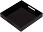 Glossy Black Sturdy Acrylic Serving Tray with Handles - 12x12 Inch Multipurpose Tray for Coffee, Appetizers, Breakfast, and More