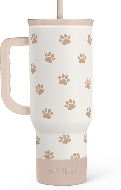 Paw Print Tumbler with Handle, Gifts by SANDJEST