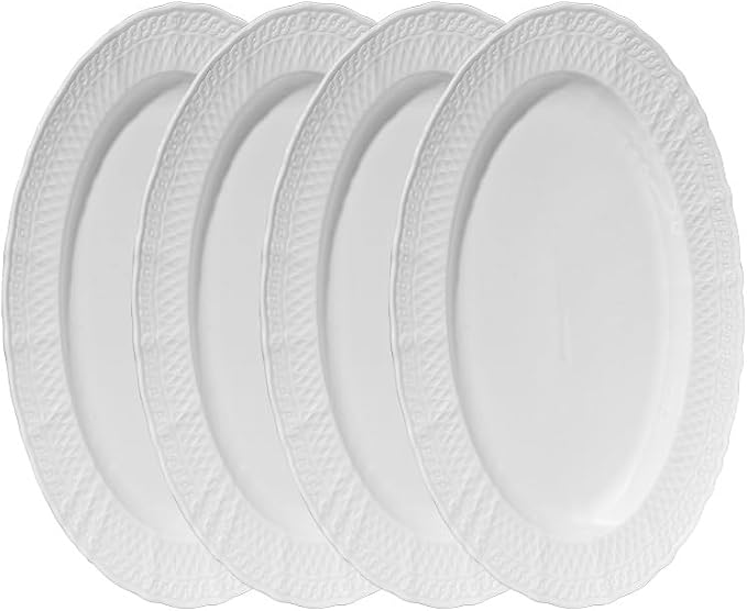 7.8 x 10.5 Inch Oval Porcelain Dessert Plates Set of 4, Small Dinner Plates by Unknown