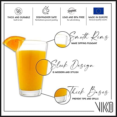 Vikko 9.5 Ounce Water Tumblers, All Purpose Drinking Glasses, Thick and Durable - Image 2