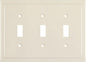 Henne Bery Modern Edge Decorative Wall Plate Switch Plate Outlet Cover, Durable Solid Zinc Alloy (Triple Toggle, Light Almond)