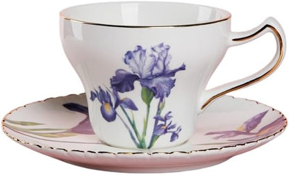 Bone China Tea Cup Set with Saucer and Spoon, 3 Piece, Cappuccino and Latte Cups by PFEDXOON