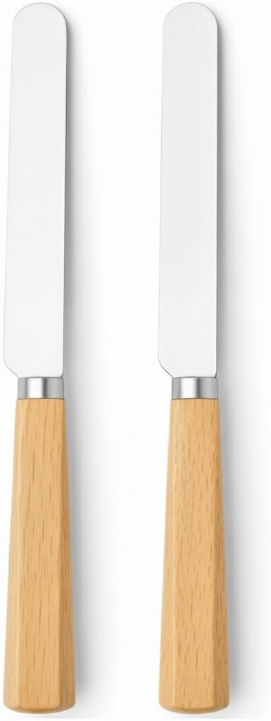 Butter Knife Set of 2 – Oak Wood Handle Butter Knives by Unknown
