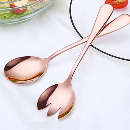 Salad Servers Salad Spoons and Fork Set Stainless Steel Serving Utensils - Image 2