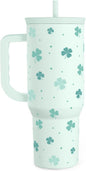 40oz Shamrock Tumbler with Handle and Straw by SANDJEST