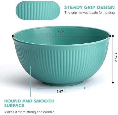 Unbreakable Cereal Bowls 24 oz, Plastic Reusable Light Weight Bowl, Lightweight - Image 3