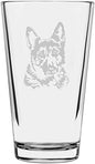 German Shepherd Customizable Dog Themed Etched All Purpose 16oz Pint Glass