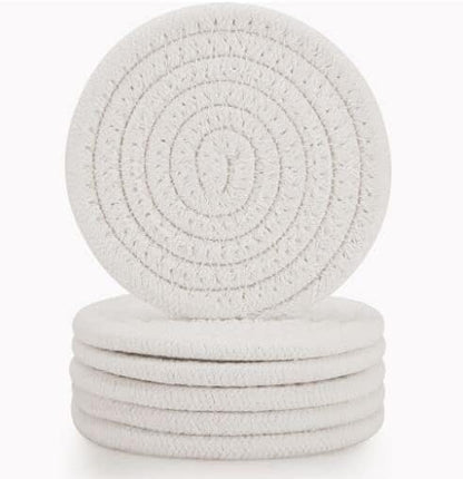 ABenkle Woven Coasters for Drinks Set of 6, Boho Absorbent Drinking Coaster by ABenkle