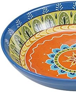 Valencia 13.25" x 3" Ceramic Serving/Pasta Bowl – Large Multicolor Boho Glazed - Image 2