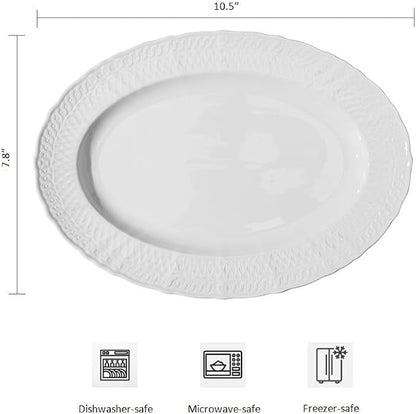 7.8 x 10.5 Inch Oval Porcelain Dessert Plates Set of 4, Small Dinner Plates - Image 2
