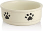 Sweejar Ceramic Dog Bowls with Paw Pattern, Dog Food Dish for Small Dogs, Porcelain Pet Bowl for Water 16 Fl Oz (Beige)