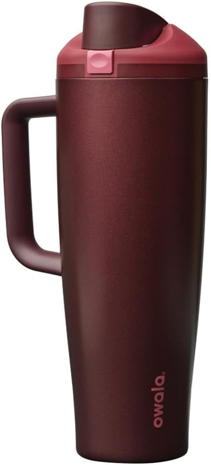 Owala FreeSip Tumbler Stainless Steel Water Bottle 40 oz Black Cherry | by Unknown