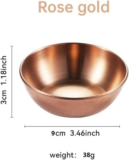 Sauce Dishes 12PCS 3.46inch Stainless Steel Sauce Bowl Mini Individual Round Seasoning Dishes Sushi Dipping Bowl Appetizer Plates (Rose Gold)