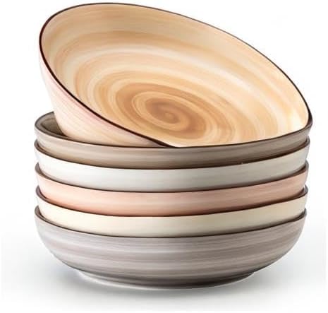 Sweese 6-Pack Ceramic Pasta Bowls, Neutral Extra Large 30 Fl Oz Durable - Image 8