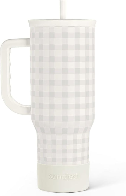 SANDJEST Grey Gingham 40oz Slider Tumbler by SANDJEST
