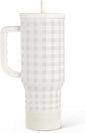 SANDJEST Grey Gingham 40oz Slider Tumbler by SANDJEST