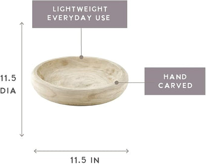 Santa Barbara Design Studio Wood Serving Bowl, Hand Carved Paulownia Wood Fruit - Image 3