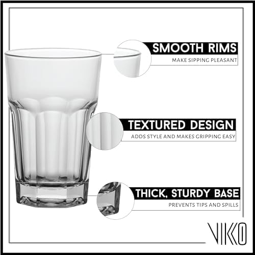 Vikko Drinking Glasses, 11.5 Ounce Glass Cups, Durable Glasses Drinking Set of - Image 2
