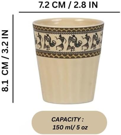 Handmade Ceramic Kulhad Tea Cups, 6 Piece Desi Chai Set | 5 Oz Clay Tea Cups - Image 3