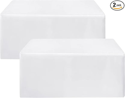 HolidayIdeas 2 Pack Fitted Table Clothes - 48 x 24 Inch - White Rectangle Tablecloths for 4 Foot Tables, Polyester Fabric Tablecloth for Folding Table, Parties, Birthday, Wedding, Trade Show
