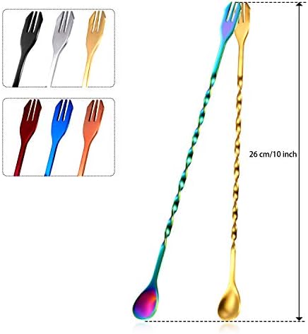 Boao 8 Pcs 10 Inch Long Bar Spoon Cocktail Spoon Stirring Mixing Stainless - Image 2