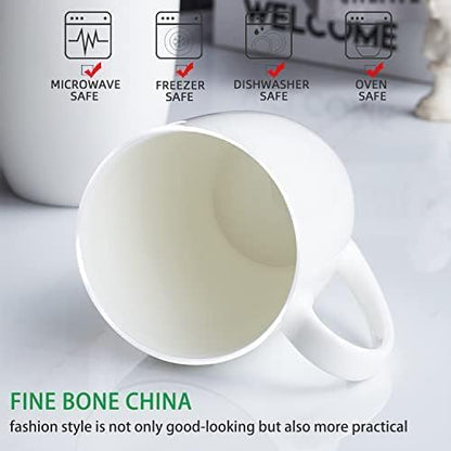 Chulan White Over 45% Bone Content Fine Bone China Coffee Mugs 10 oz, - Image 2