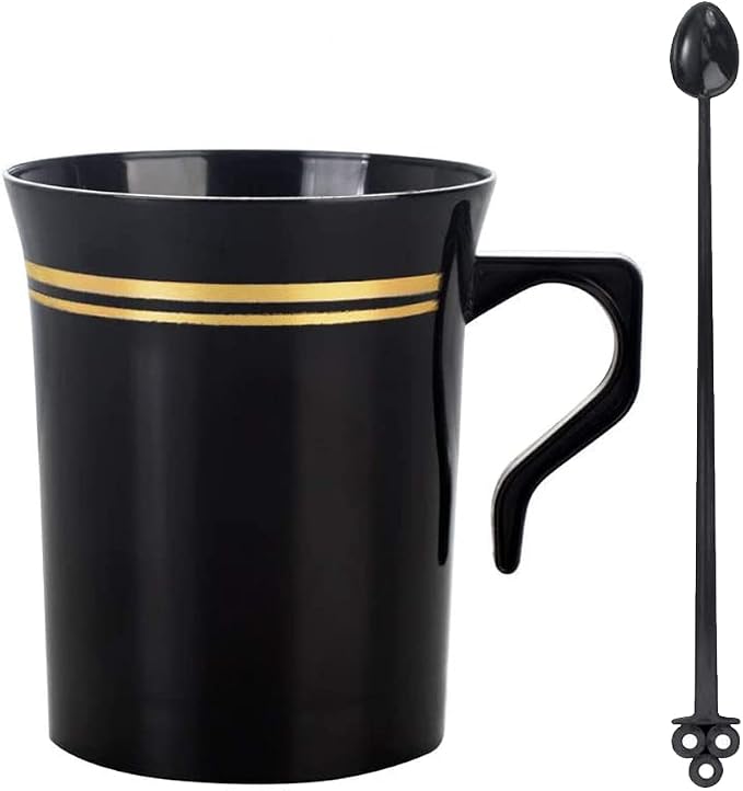Nervure 60 Pack Black Plastic Coffee Mugs by Nervure