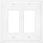 Henne Bery Modern Edge Decorative Wall Plate Switch Plate Outlet Cover, Durable Solid Zinc Alloy (Double Decorator, White)