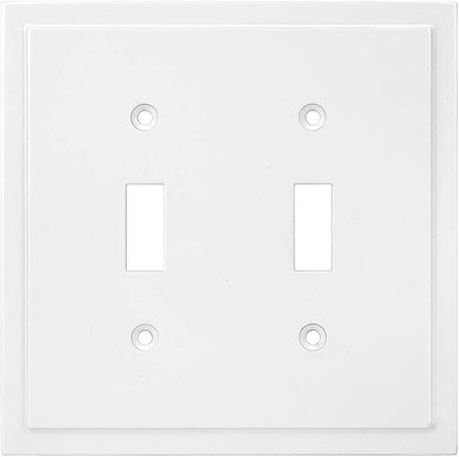 Henne Bery Modern Edge Decorative Wall Plate Switch Plate Outlet Cover, Durable Solid Zinc Alloy (Double Toggle, Pure White)