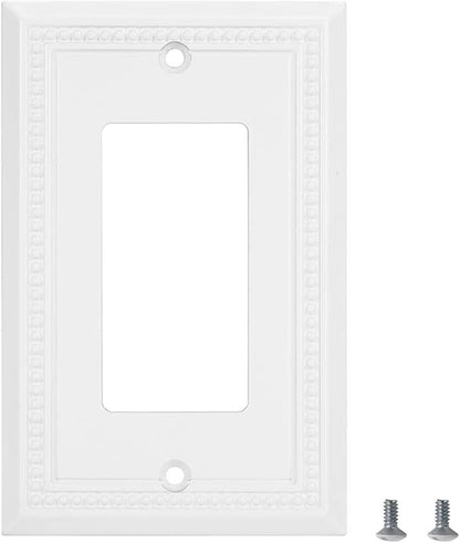 Henne Bery Sunken Pearls Heavy Duty Decorative Wall Plate Switch Plate Outlet Cover (Single Decorator, 3 Pack, White)
