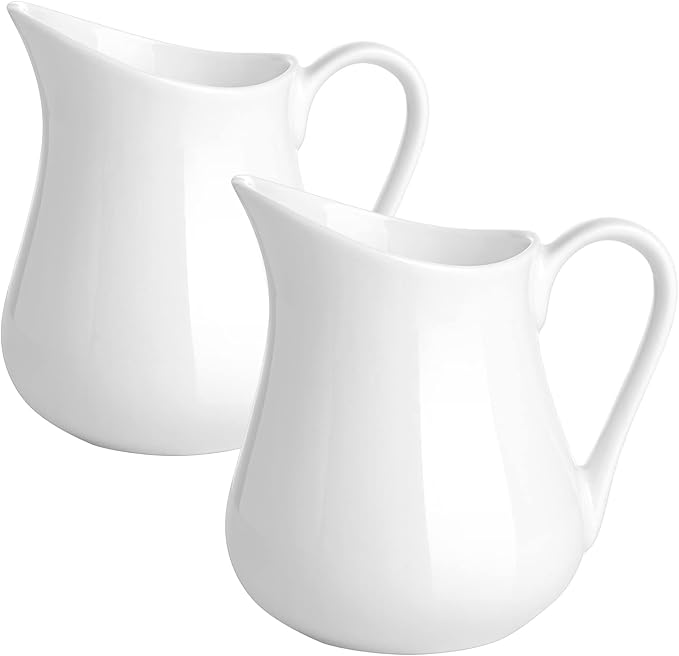 Gurygo 2 Pack 8 oz Ceramic Creamer Pitcher Set by FocusonHomeKitchen