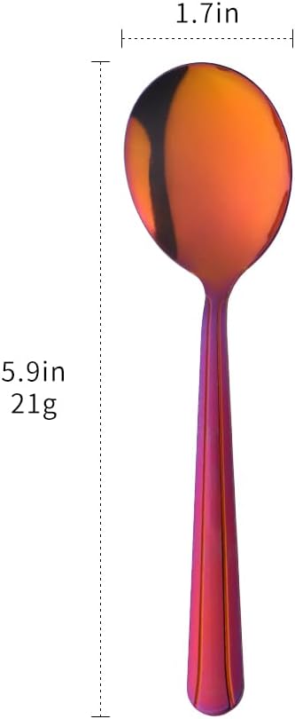 Bouillon Spoons Set of 12, 5.9 Inch Stainless Steel Soup Spoon, Metal Round - Image 7