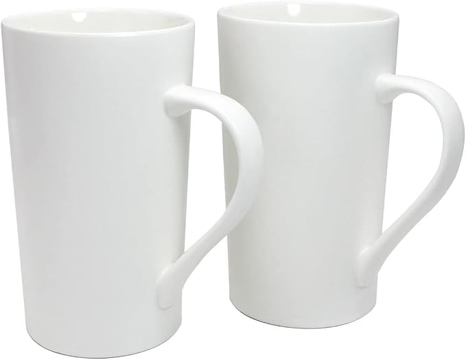 20oz Ceramic Coffee Mugs Set of 2, Large White Coffee Cups by Momugs