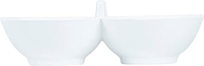 Restaurantware Voga 8.5 Ounce Divided Serving Dishes 10 Round Condiment Serving Dishes - 2 Compartments Serve Appetizers Snacks Dips Or Dressings White Melamine 2 Compartment Dishes
