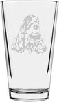 Cocker Spaniel Customizable Dog Themed Etched All Purpose 16oz Pint Glass