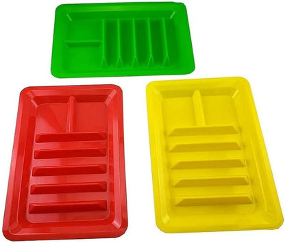 Dependable Industries inc. Essentials Set of 3 Rectangular Taco Holder Plates – BPA-Free Plastic Taco Trays with Dividers, Stackable, Microwave & Dishwasher Safe