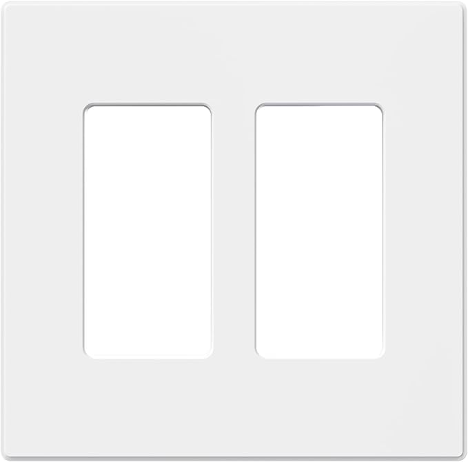 AIDA 2-Gang Decorative Wall Plates, 4.88" H x 4.94" L - Unbreakable Thermoplastic Faceplate Cover for Outlets and Switches, UL Listed - (1 Pack, Matte White)