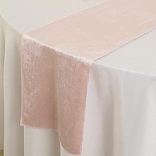 10 pcs 12x108-Inch Blush Premium Velvet Table Runners by BalsaCircle