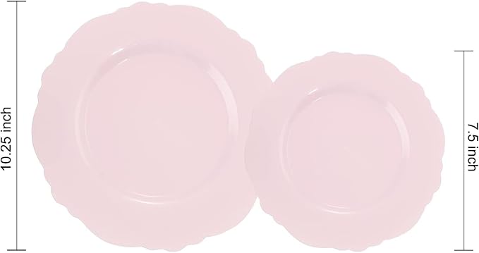 60pcs Pink Plastic Plates - Image 6