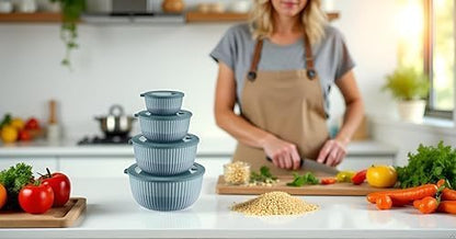 Mixing Bowls with Airtight Lids – 8 Piece Nesting Kitchen Set – BPA-Free, Leak-Proof & Stackable – Dishwasher, Microwave & Freezer Safe