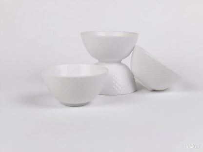28 OZ Ceramic Soup Bowls for Kitchen White Diamond, Ultra light Set of 4 by Ygmackin
