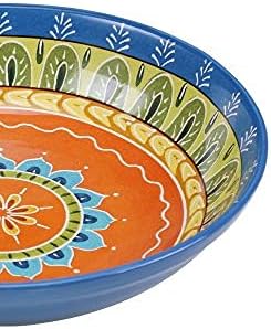 Valencia 13.25" x 3" Ceramic Serving/Pasta Bowl – Large Multicolor Boho Glazed - Image 3