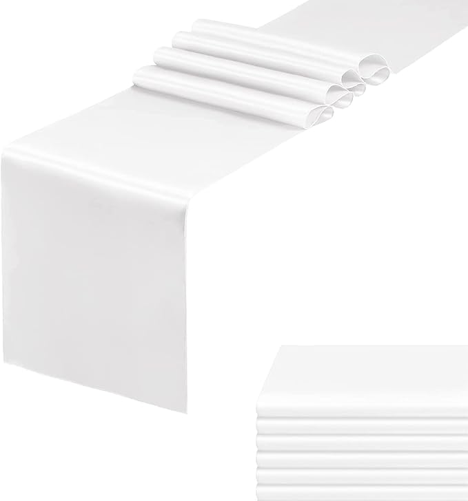 White Table Runners, 12x108 Inches, 6 Pack | Satin, Silk and Smooth Fabric by HMQIANG