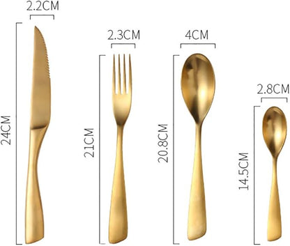 16 Piece Gold Silverware Set for 4,Modern Unique 18/10 Stainless Steel Flatware Cutlery Set, Eating Tableware Set,Vintage Luxury Style Cutlery Set for Home Restaurant Wedding Party